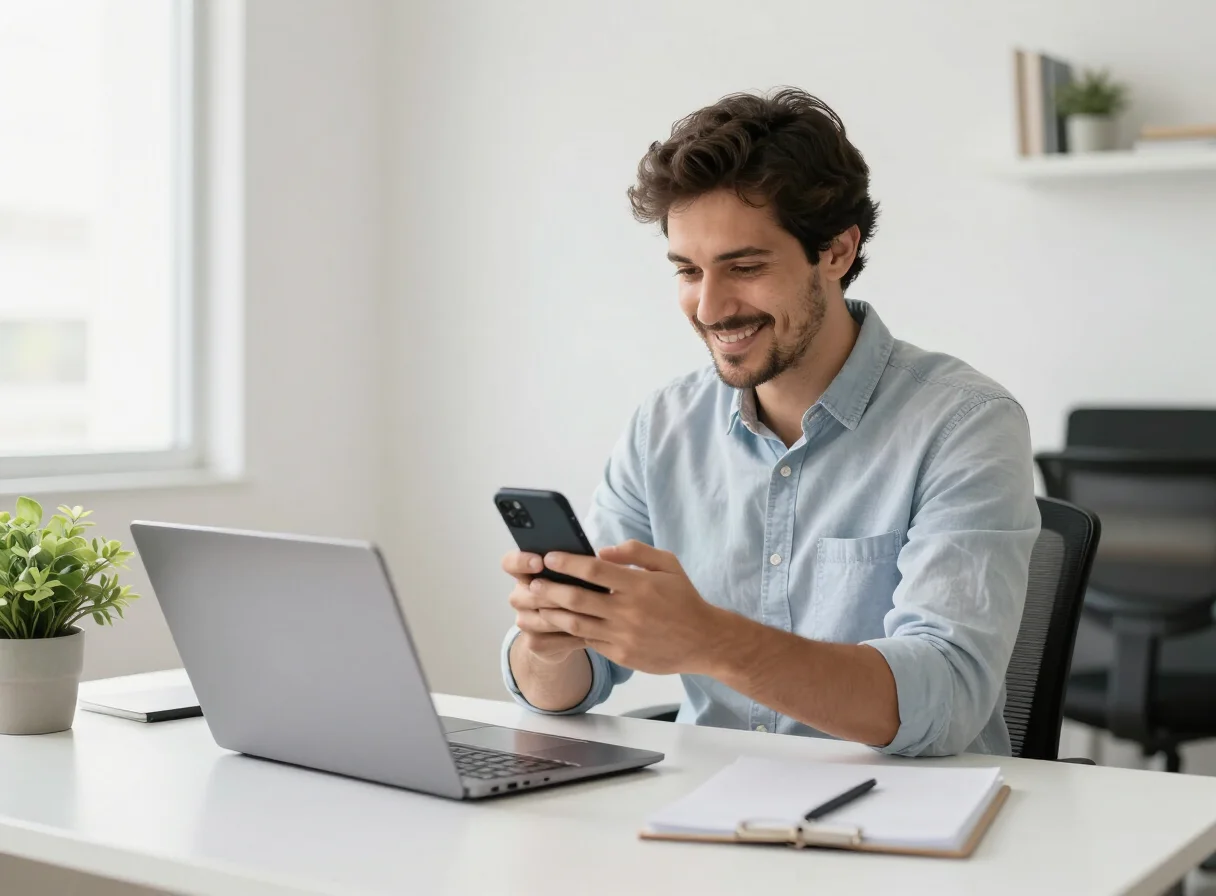 Empreendedor acompanhando as guias de impostos pelo aplicativo Acont